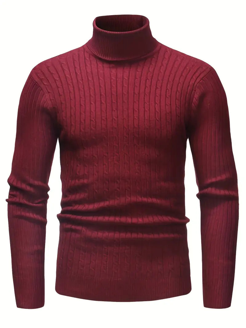 Men's black turtleneck sweater standard fit soft premium knit versatile layering style