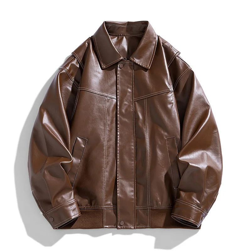Men's black glossy zip-up bomber jacket with sleek modern fit and bold shiny finish for winter