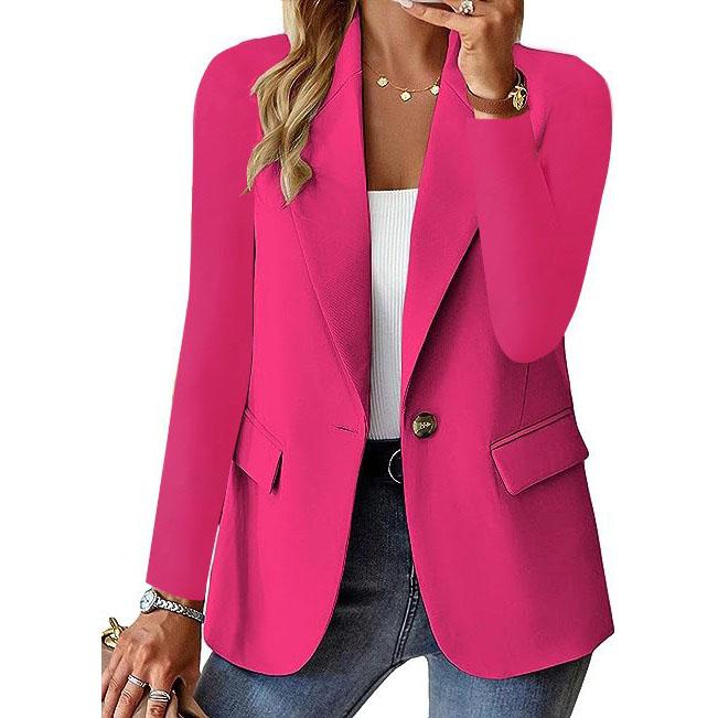 Women's black single-button blazer tailored fit lapel collar polished office essential all-season