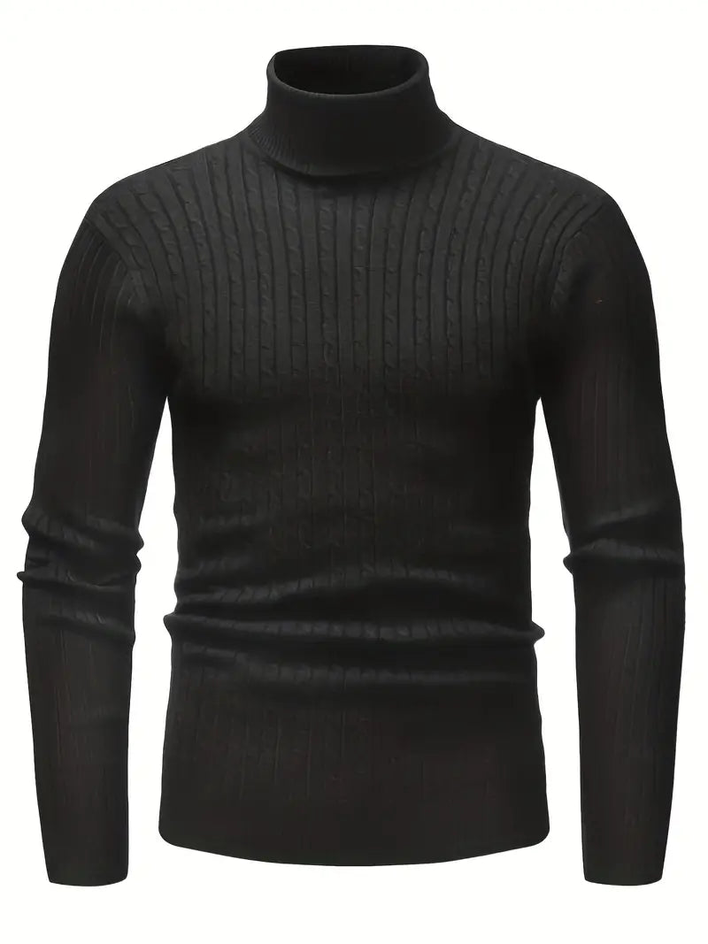 Men's premium soft knit turtleneck sweater standard fit versatile style for fashion-forward looks