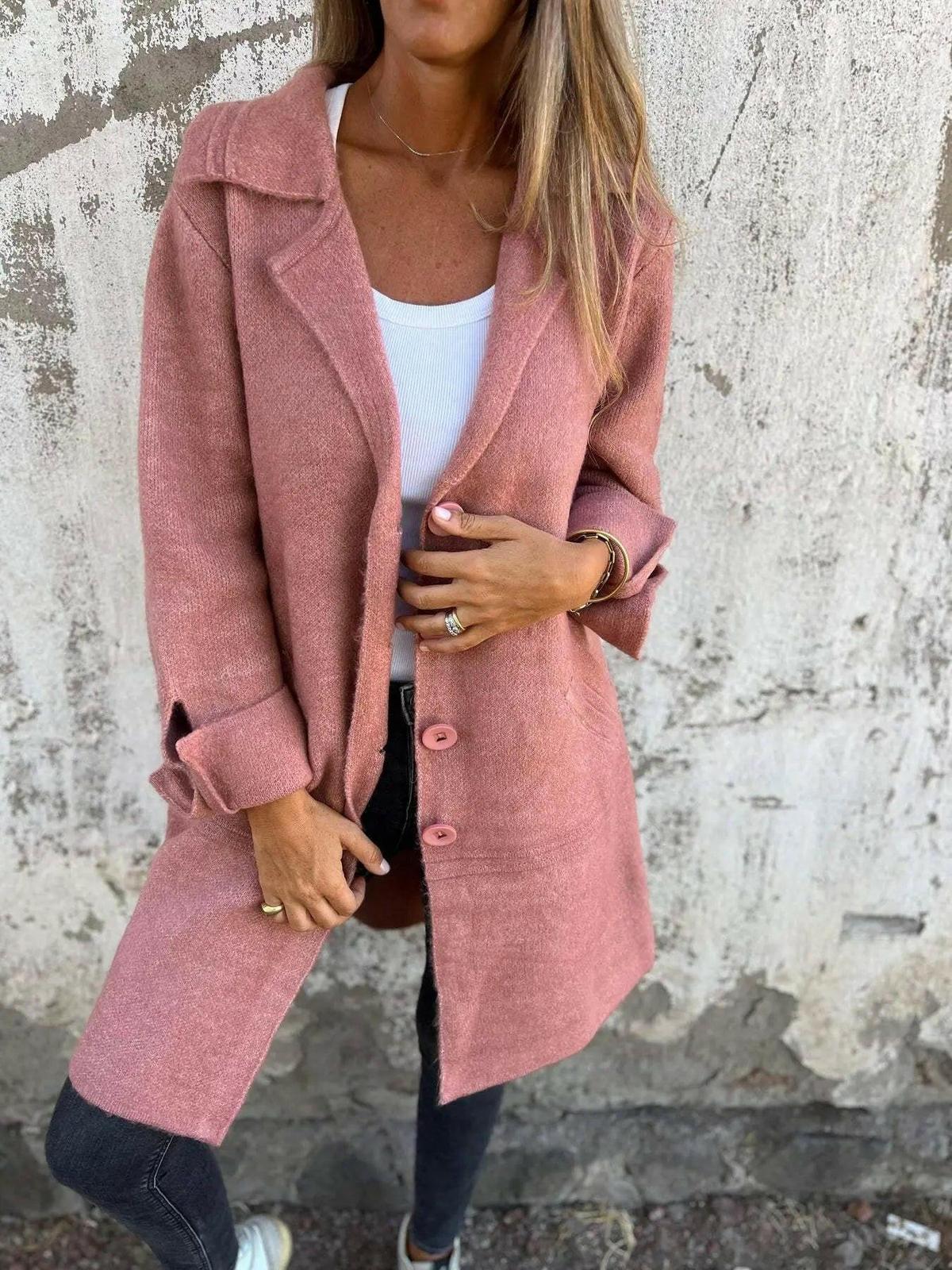 Women's Ada long knit coat in cozy autumn style, elegant oversized silhouette with luxurious soft fabric