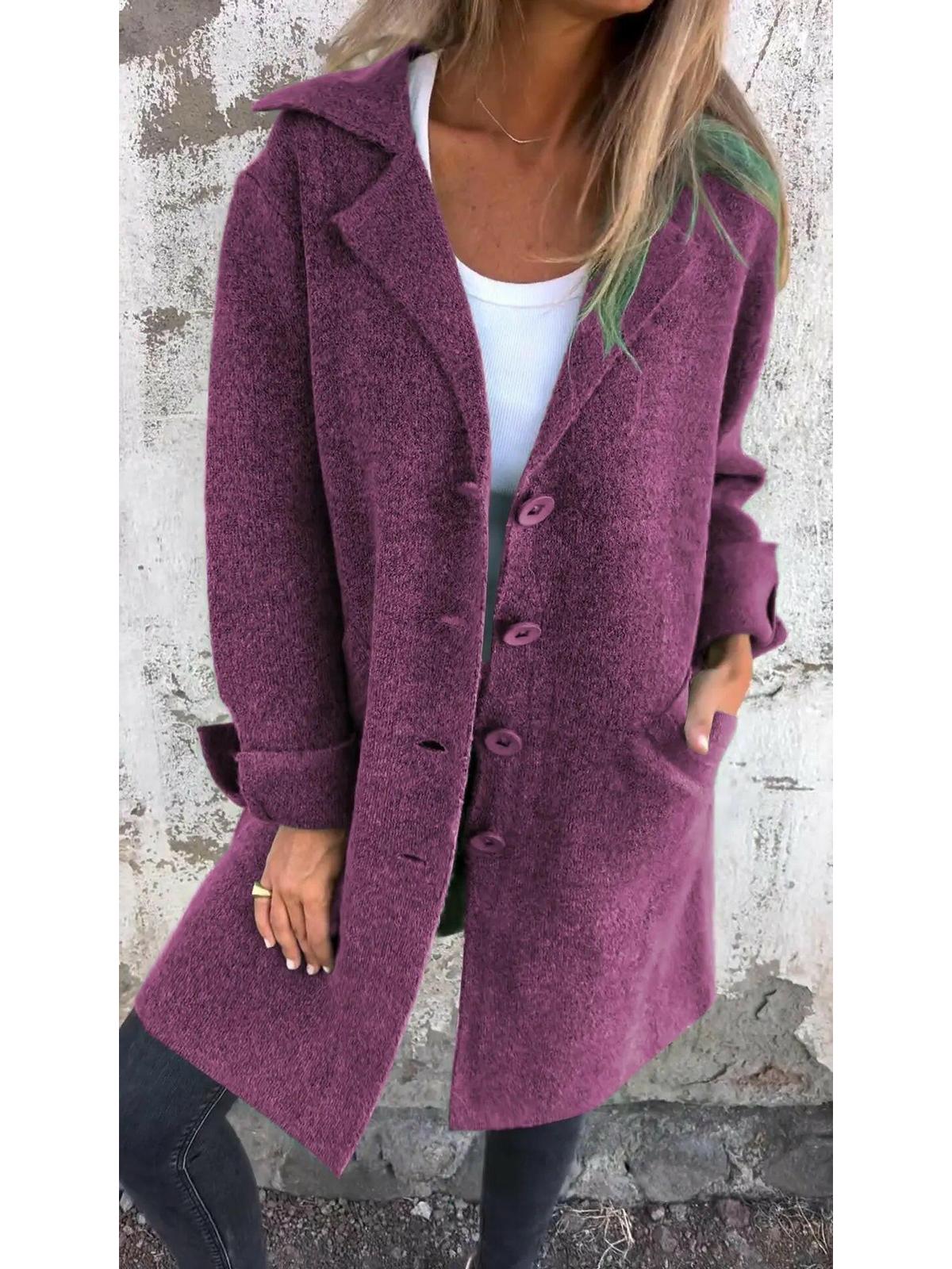 Ada women's long knit coat in neutral tone, cozy elegant cut with relaxed silhouette for autumn