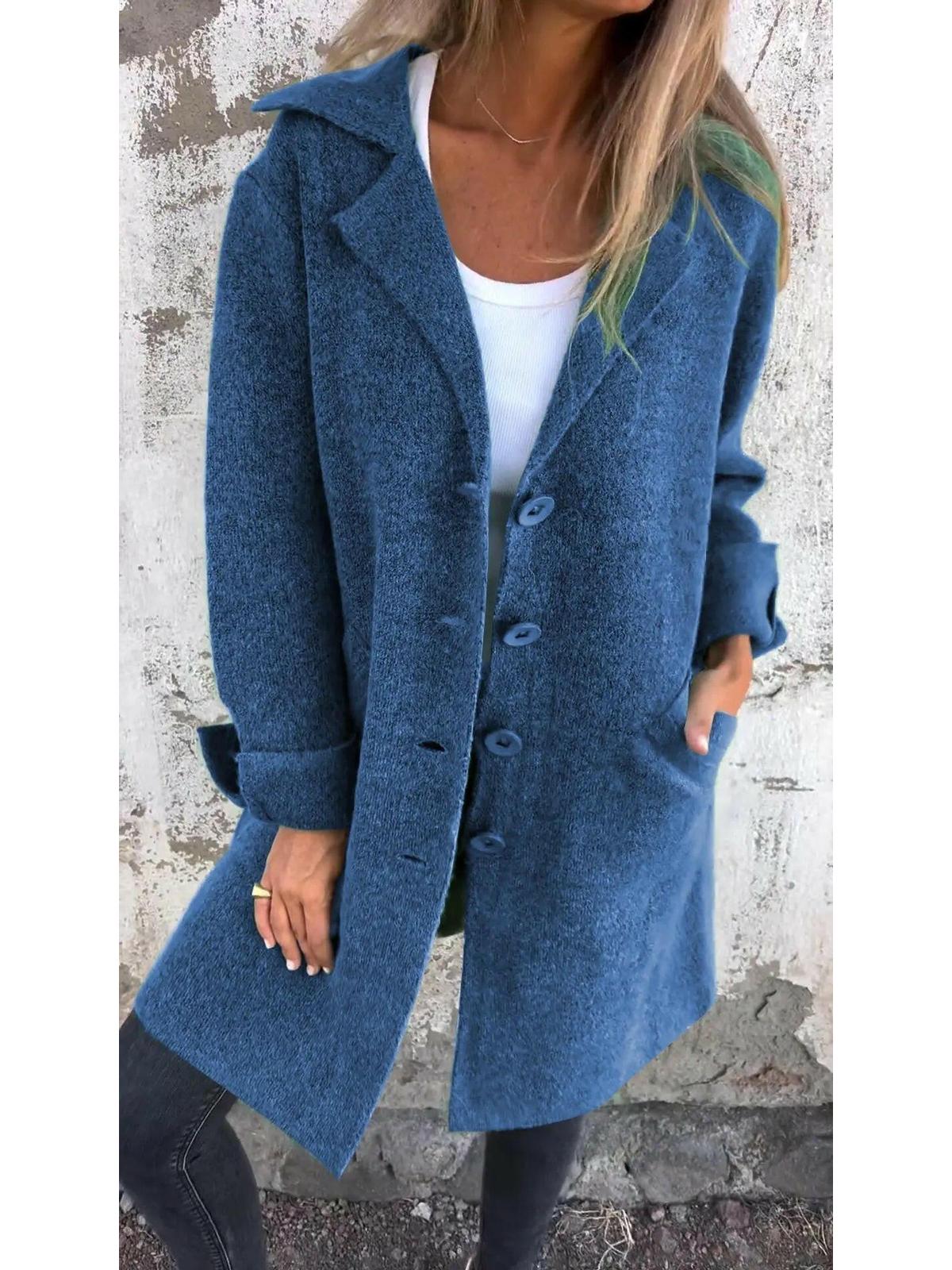 Ada women's long knit coat cozy autumn outerwear elegant style warm everyday essential