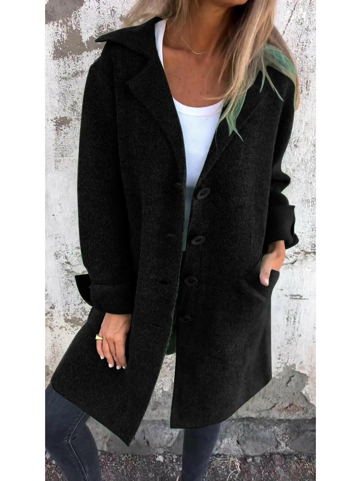 Ada women's long knit coat cozy autumn outerwear elegant style in neutral tone