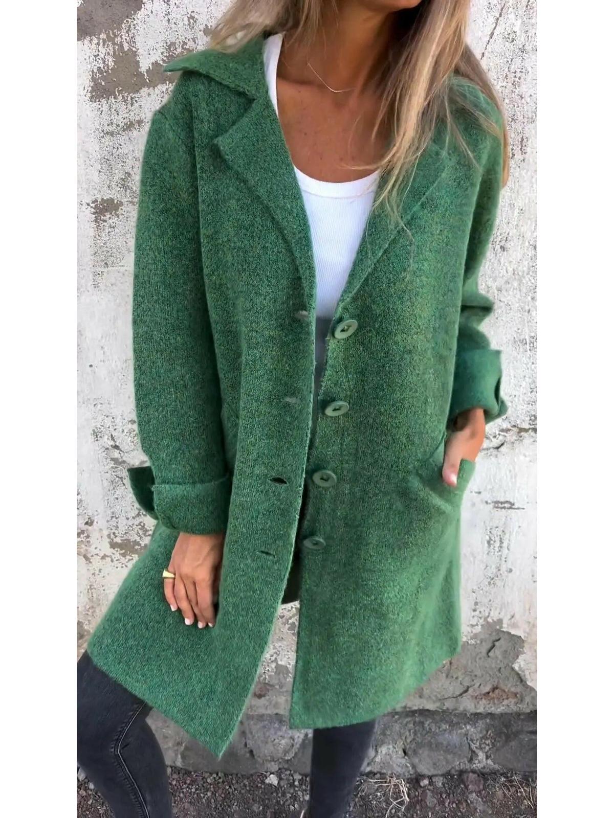Women's Ada long knit coat in neutral tone, elegant cozy outerwear with relaxed silhouette for autumn