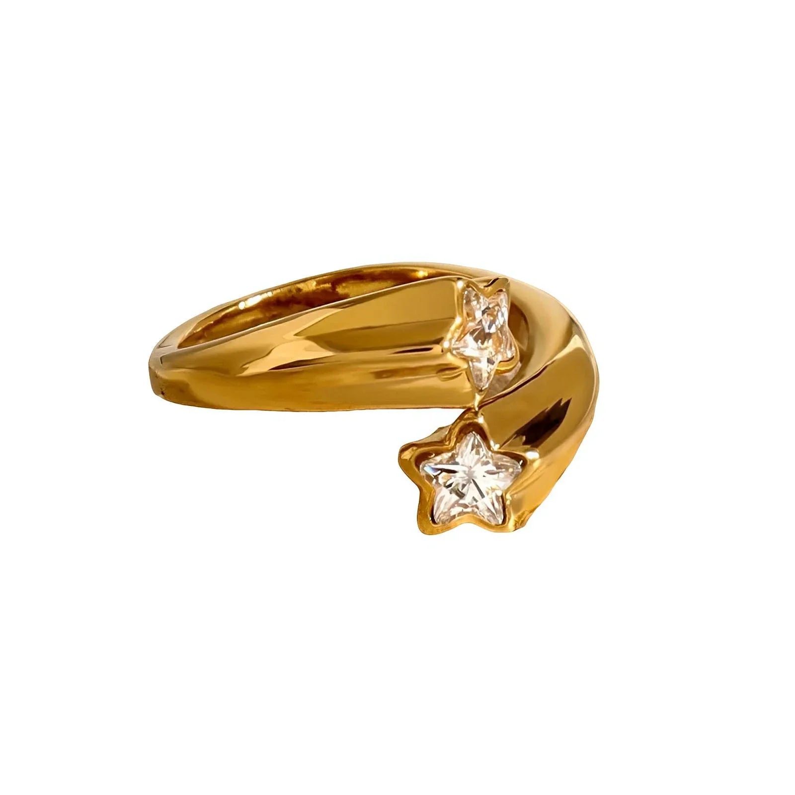 Adjustable Stainless Steel Ring with Zircon Accents - Urbann-Vibe
