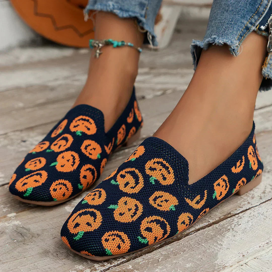 Women's Lisa knit slip-on flats square toe breathable flexible all-day comfort casual shoes