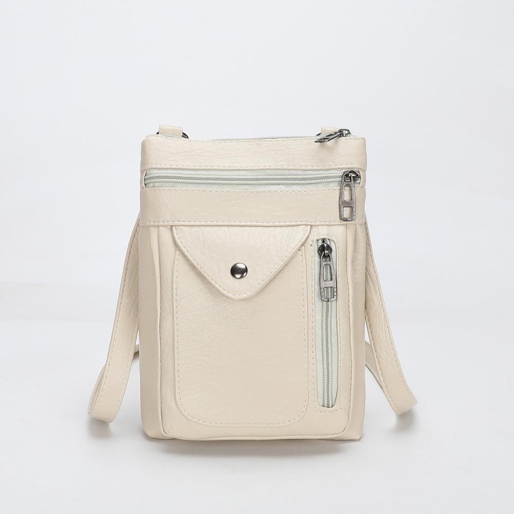 Women's vegan leather crossbody bag chic rectangular multi-compartment organizer with adjustable strap