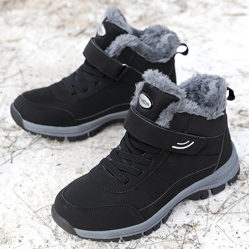 Women's winter shoes black zipper lace-up cozy padded lining durable profiled sole cold weather
