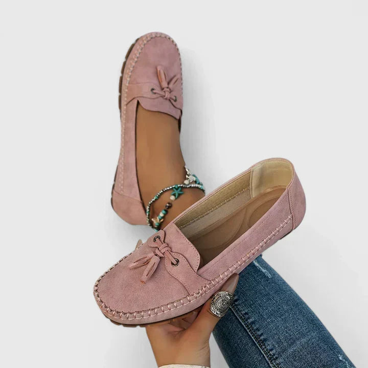 Clea | Women's Suede Bow Loafers Slip-On Moccasin Flat Shoes