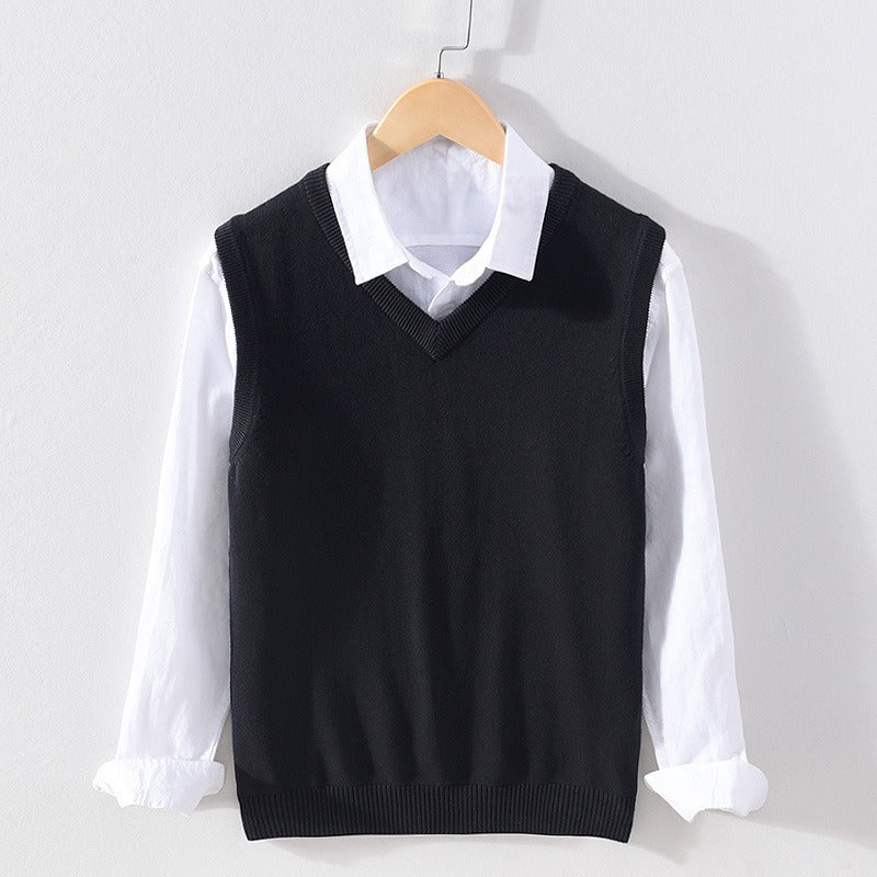 Men's ribbed V-neck sweater vest regular fit versatile casual layering piece for everyday wear