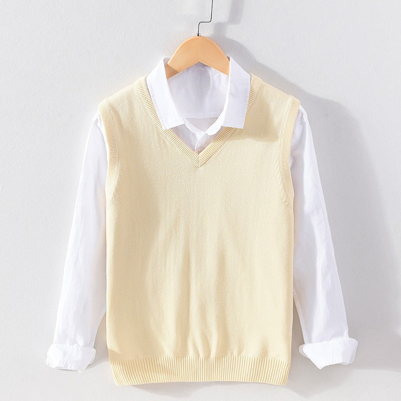 Men's ribbed V-neck sweater vest regular fit casual layering versatile everyday comfort style