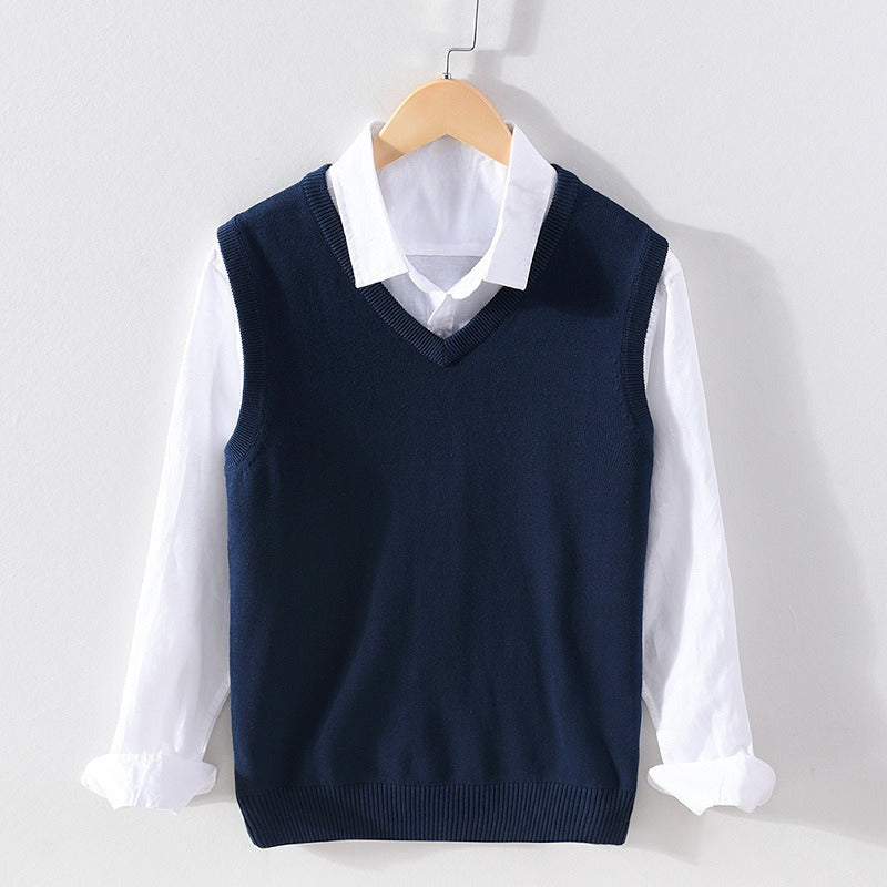 Men's ribbed V-neck sweater vest regular fit versatile casual layering piece for everyday wear