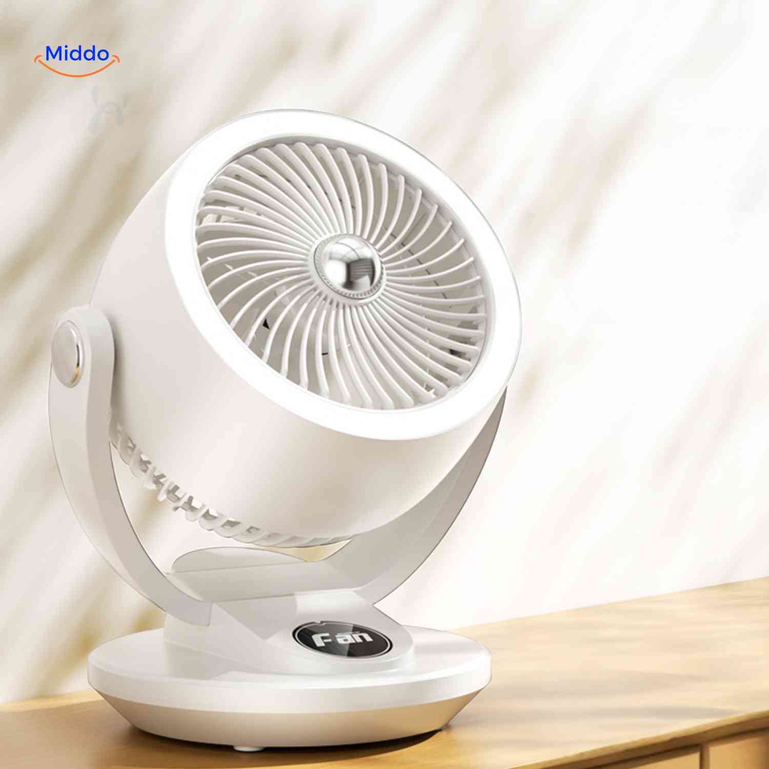 Airstream compact desk fan ultra-quiet brushless motor 3-blade air circulation for dorm bedroom office