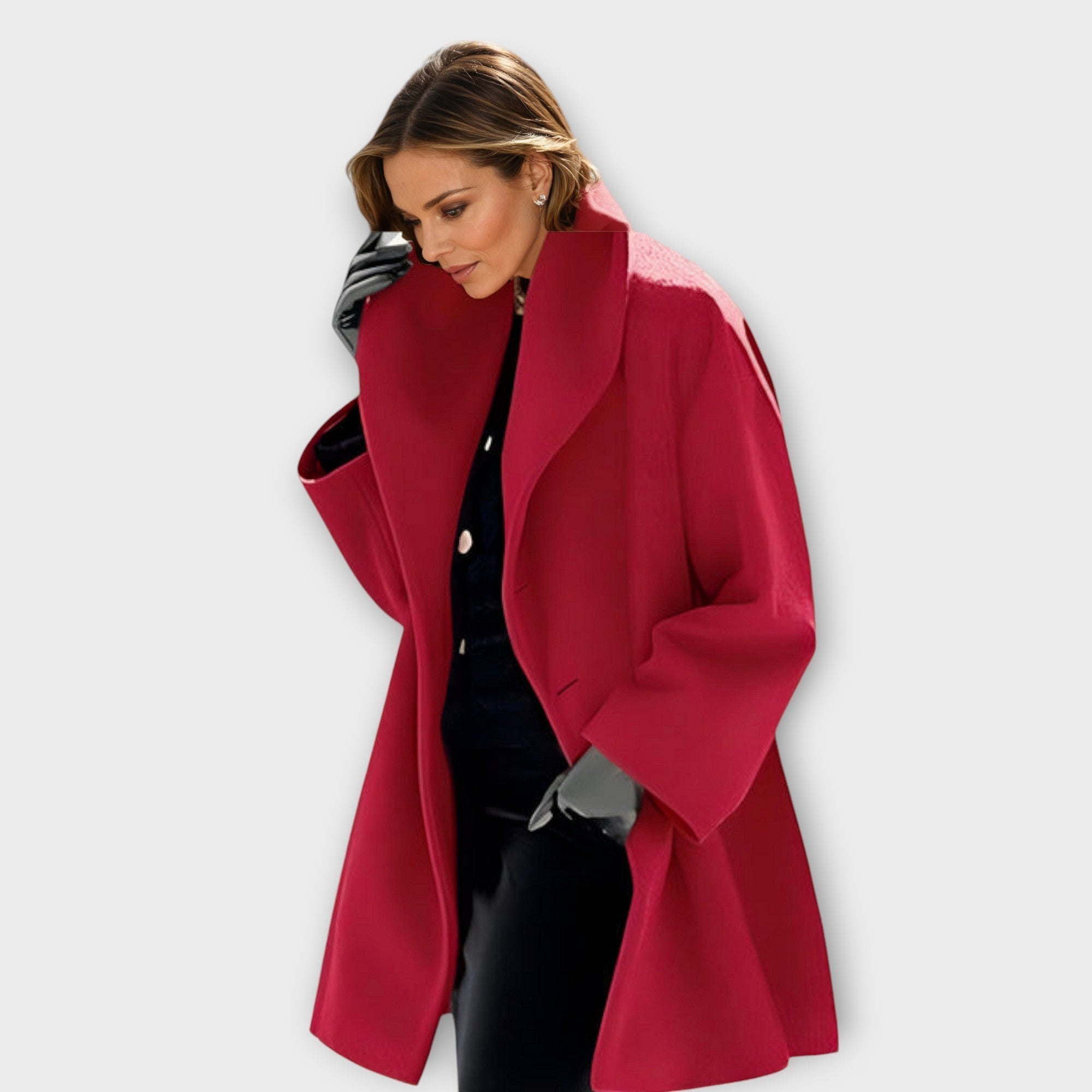 Women's oversized winter coat wide collar chic layering cozy warmth modern silhouette