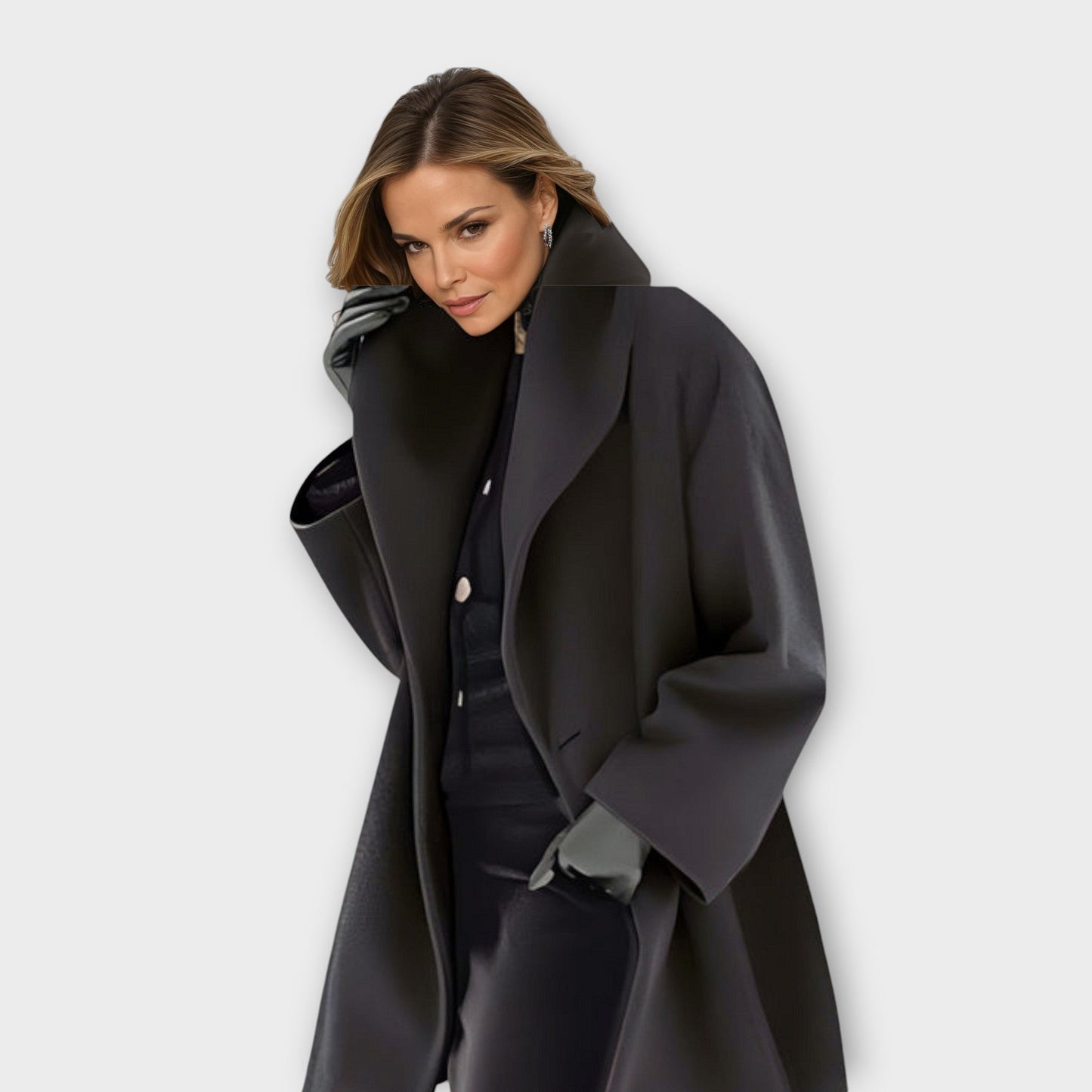 Bella women's long winter coat warm relaxed oversized fit elegant silhouette for office everyday style