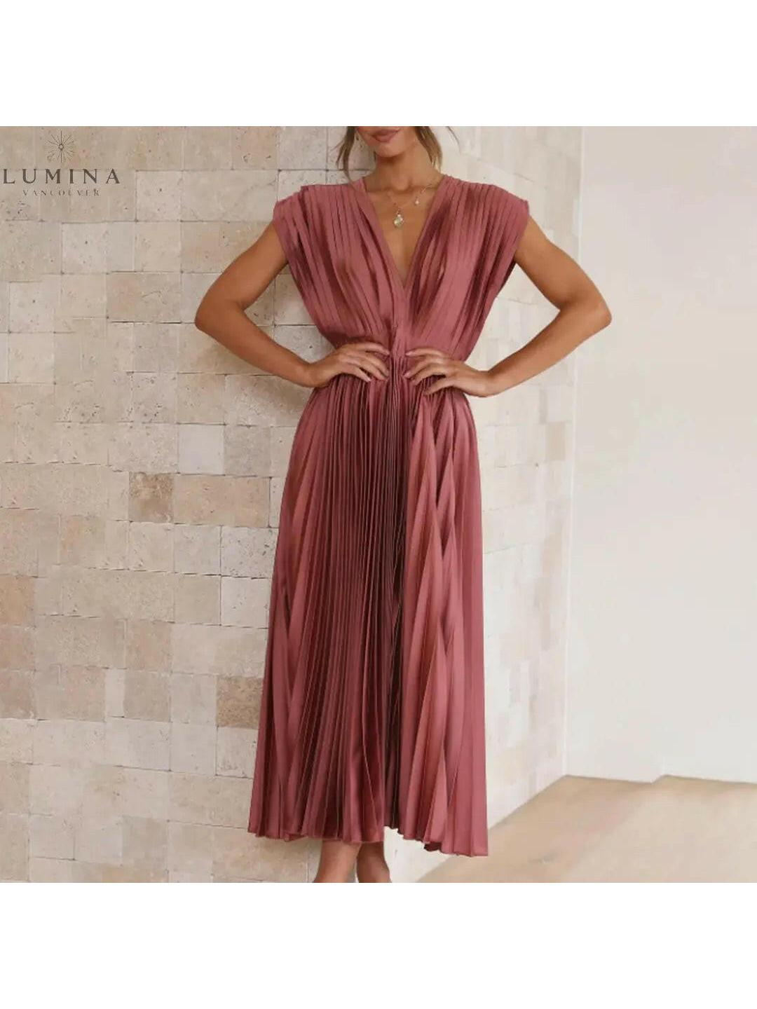 Alexia women's elegant dress flowing skirt flattering neckline versatile chic design day-to-night