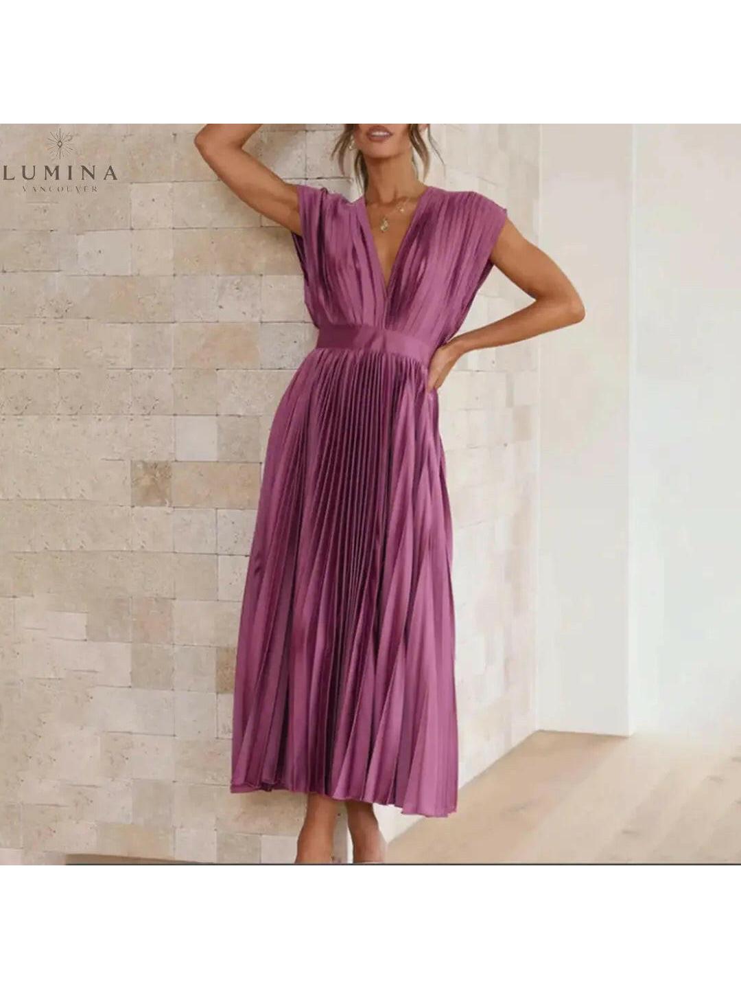 Alexia women's elegant dress flowing skirt flattering neckline versatile chic design day-to-night