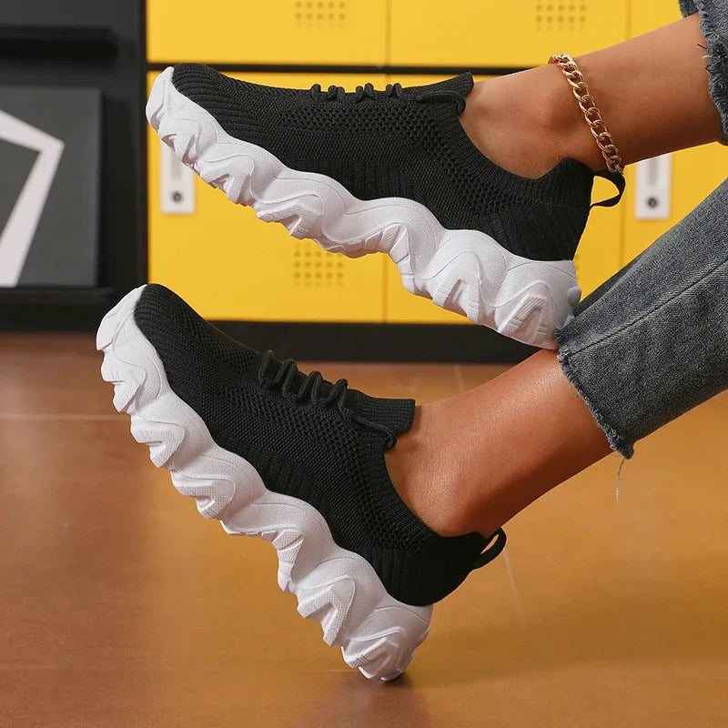 Xeon white performance sneaker precision-knit mesh upper sculpted wave outsole athletic cushioned fit