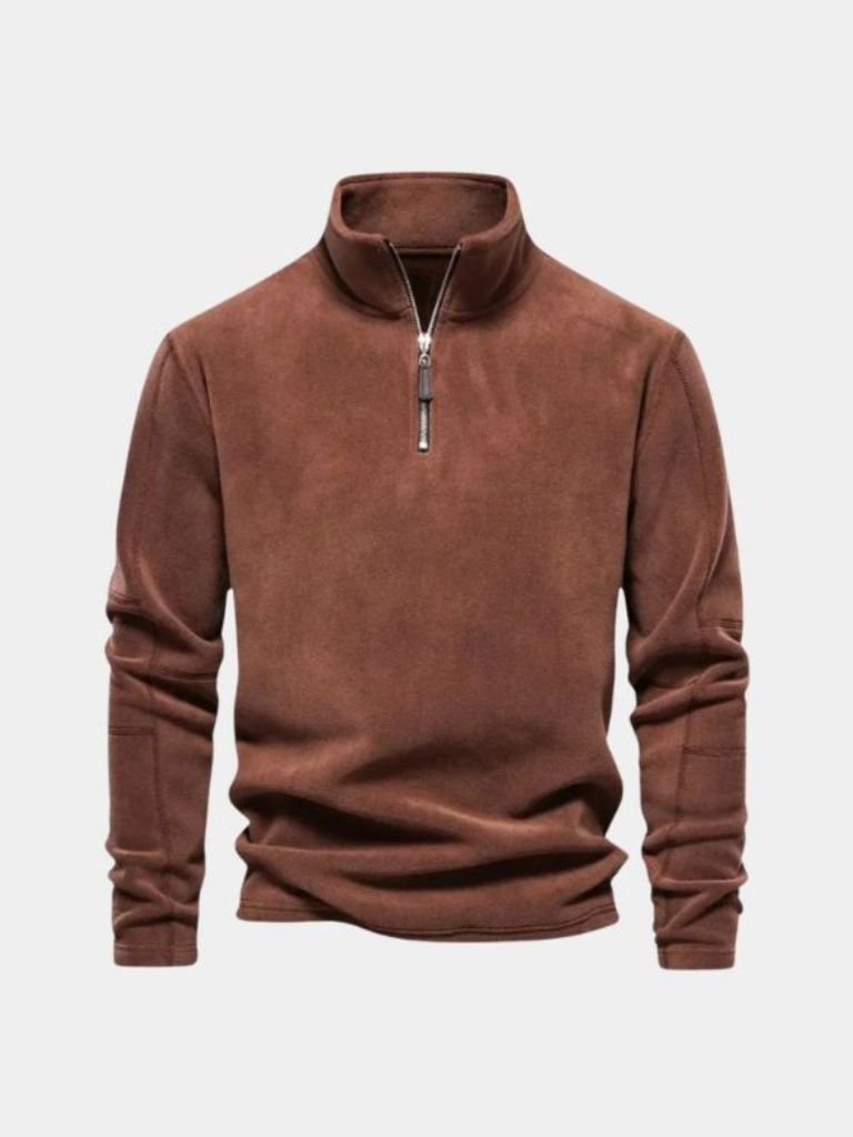 Soft half-zip fleece pullover lightweight minimalist stand collar versatile layering everyday comfort