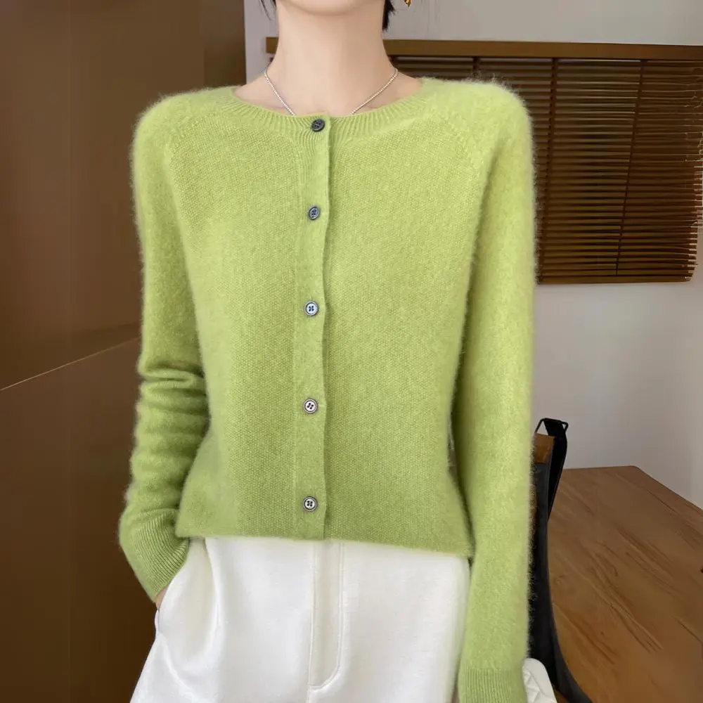 Amara merino wool cardigan O-neck long sleeve soft warm layer for casual and dressy styling