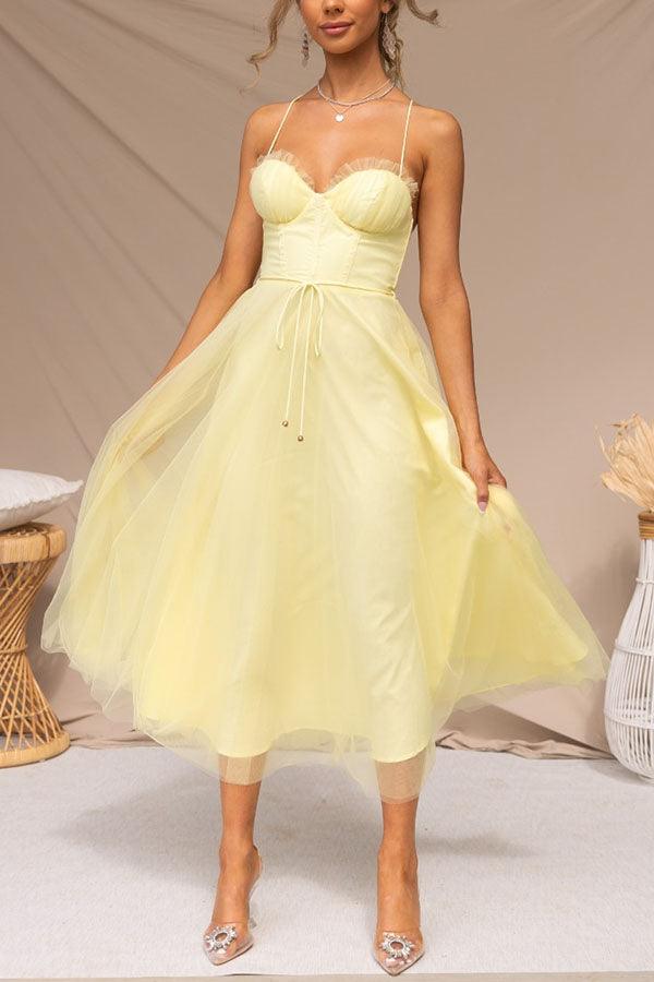 Women's sleeveless chiffon tulle maxi dress ankle-length round neck party gown