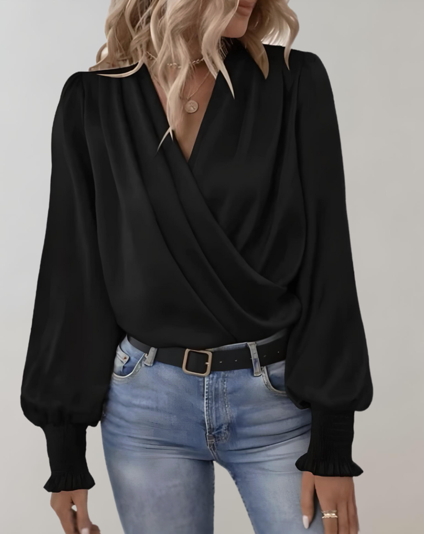 Beatrix women's long sleeve V-neck blouse elegant work top in versatile refined style