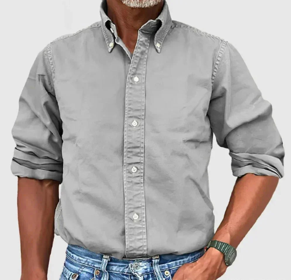 Chase men's casual button-up shirt in classic relaxed fit with timeless front closure design