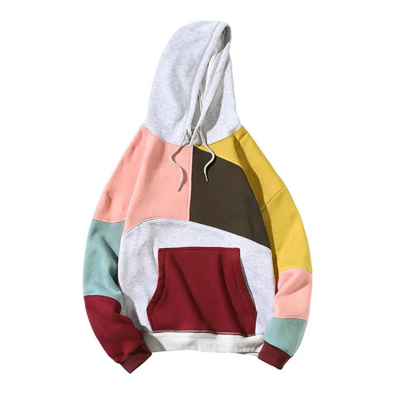 Men's colorblock hoodie long sleeve with kangaroo pocket, cozy casual fit for everyday warmth
