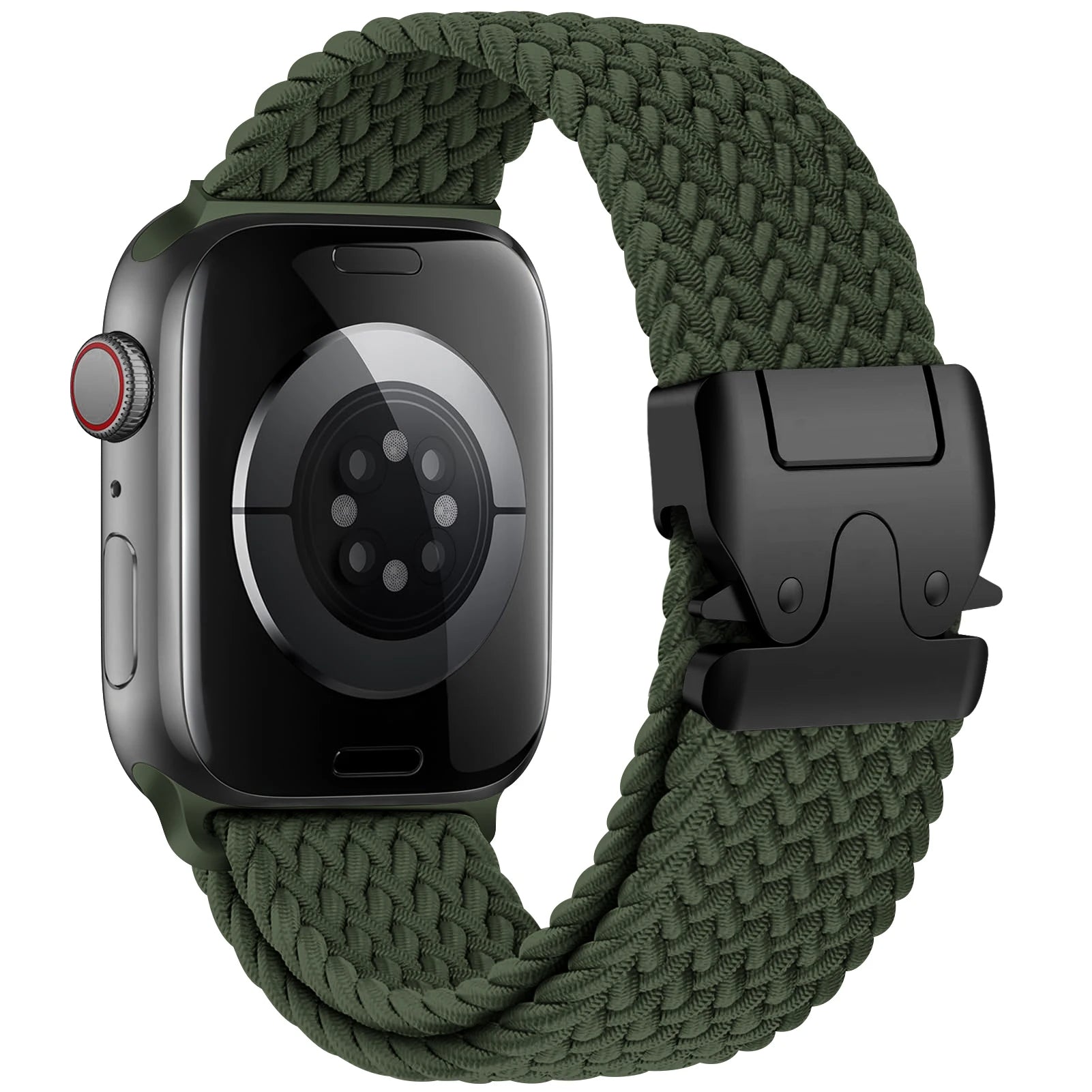 Strauss elastic nylon Apple Watch band in neutral tone with parachute buckle for active lifestyles
