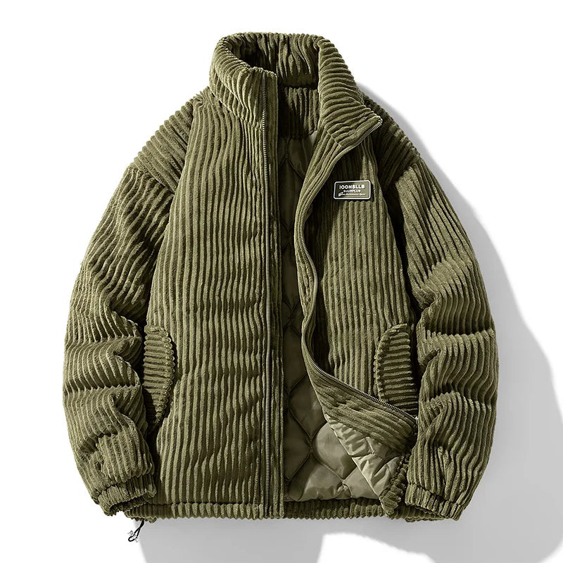 Men's relaxed fit bomber jacket with stand collar, casual everyday style in neutral tone