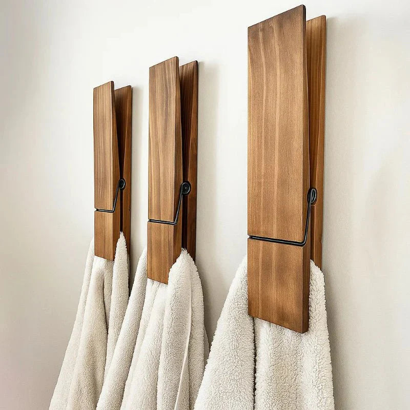 Minimalist Wooden Towel Holder with Metal Clip - Urbann-Vibe