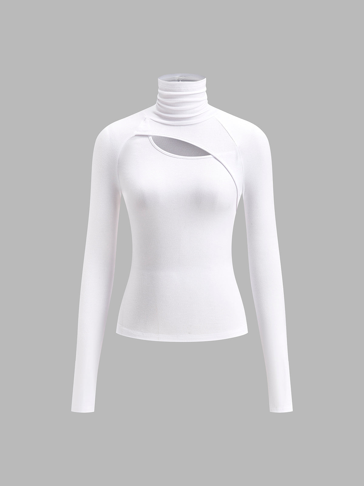 Women's black asymmetric cutout turtleneck top slim fit long sleeve slinky jersey elegant casual
