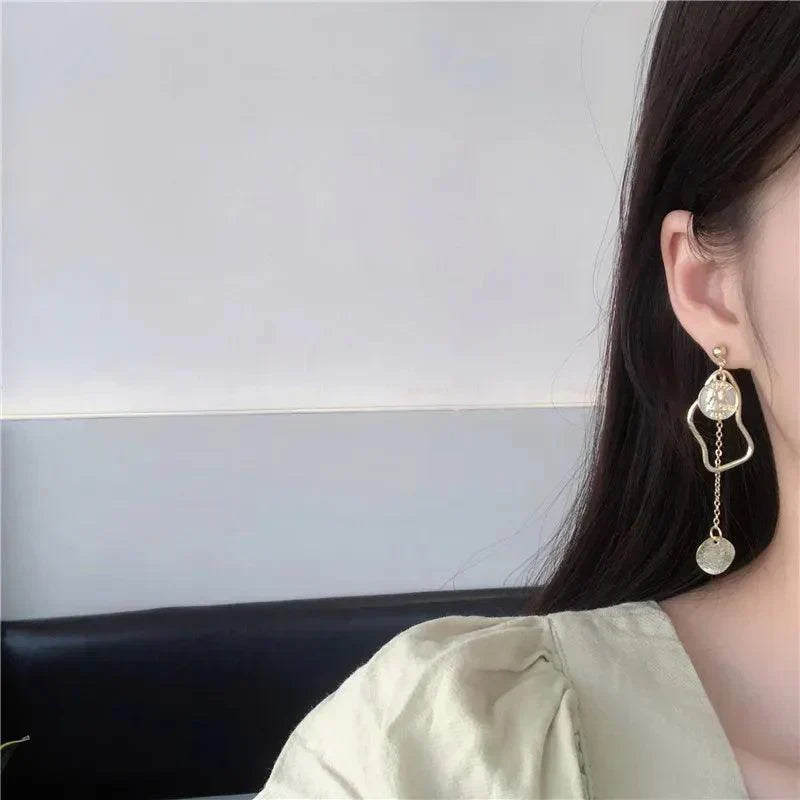Asymmetric baroque pearl earrings with gold accents, lightweight modern chic statement jewelry for women