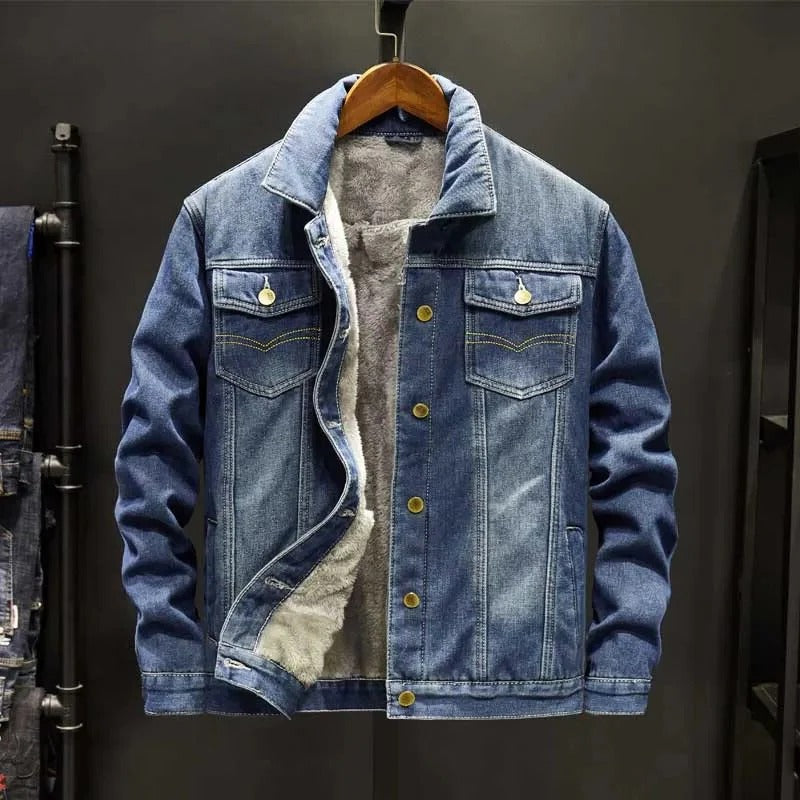 Aureon 1982 lined denim jacket cool-weather outerwear in classic blue wind-resistant versatile cut