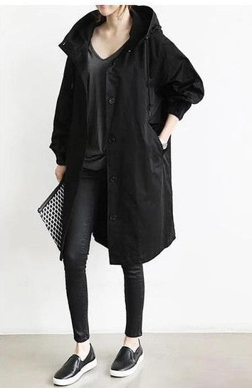 Women's casual mid-length windbreaker jacket with long sleeves, lightweight windproof Kelly style