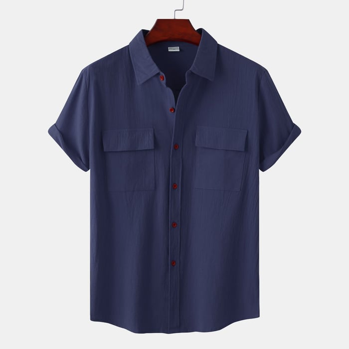 Men's Dani short-sleeve linen shirt, straight casual cut, breathable lightweight fabric for warm weather