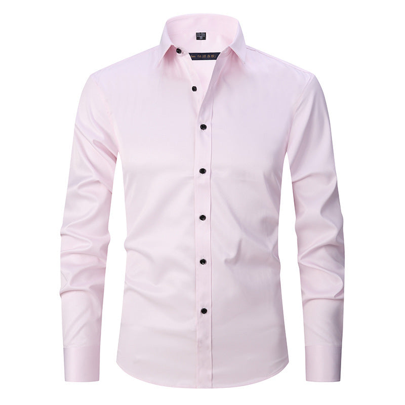 Men's slim fit long sleeve dress shirt solid stretch fabric polished look all-day comfort