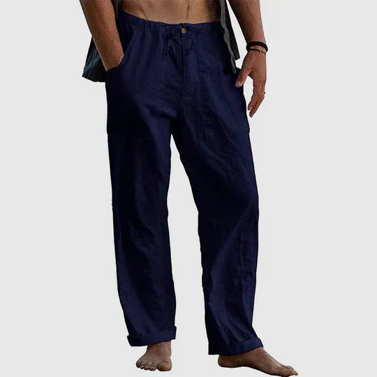 Women's relaxed-fit linen casual pants with drawstring waist, lightweight breathable comfort