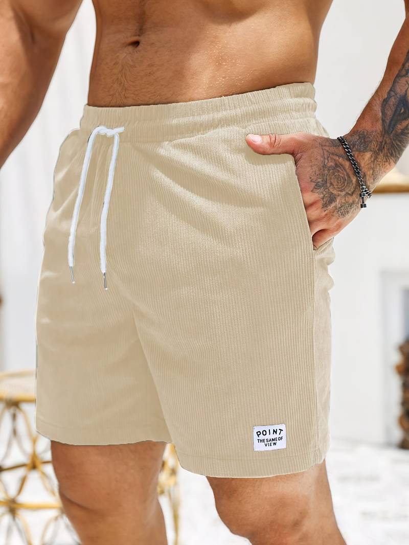 Mason relaxed swim shorts for men, blue patterned active cut with freedom of movement design