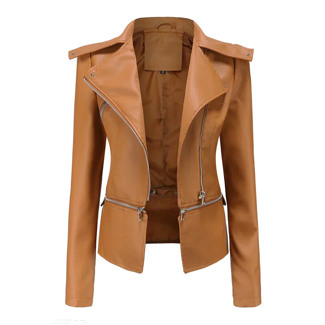 Women's black premium leather jacket classic silhouette edgy style durable supple feel