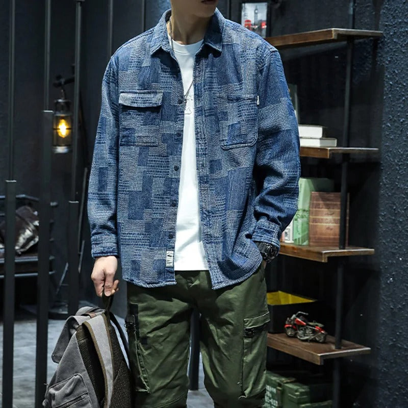 Men's casual urban jacket relaxed fit with refined details, versatile everyday layer for fall city style
