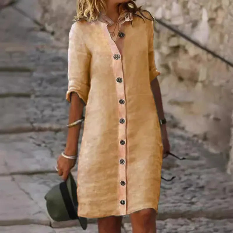 Women's casual midi dress chic comfort fit simple silhouette everyday easy care versatile style