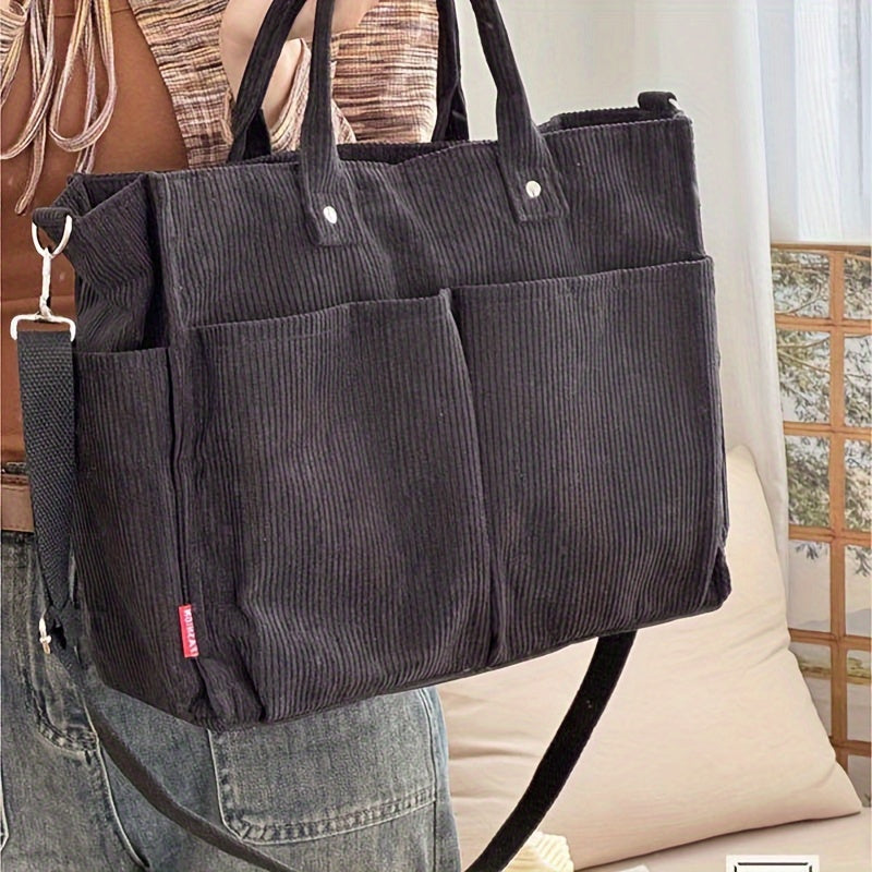 Women's multipurpose tote shoulder bag with adjustable strap and multiple pockets for work and daily use
