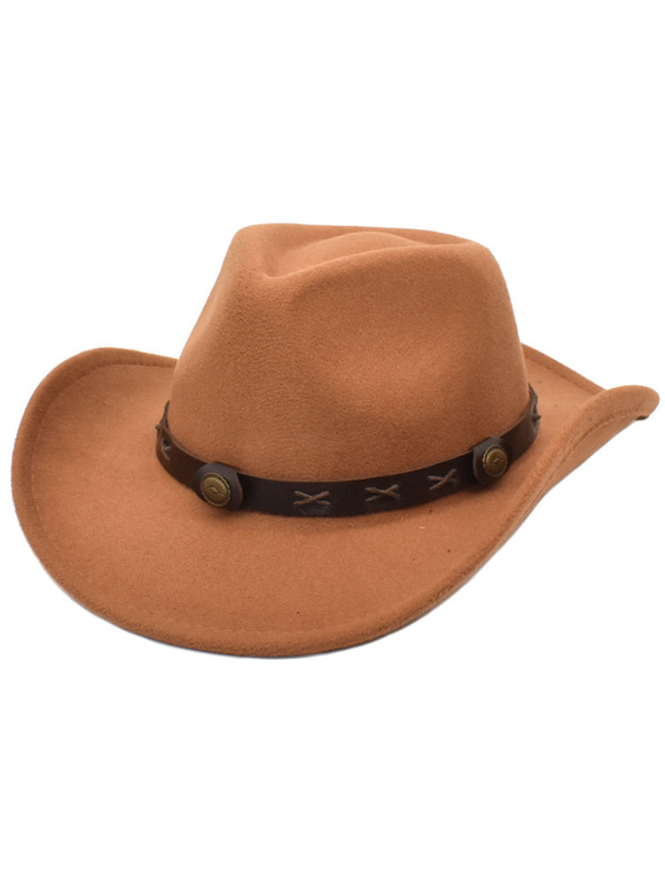 Vintage western wool cowboy hat solid color casual classic style for cowboys and cowgirls all seasons