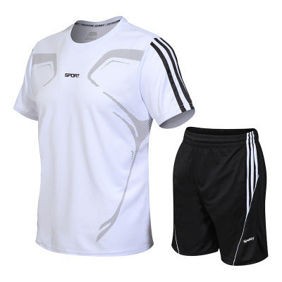 Men's blue basketball training set breathable moisture-wicking shorts and jersey athletic fit