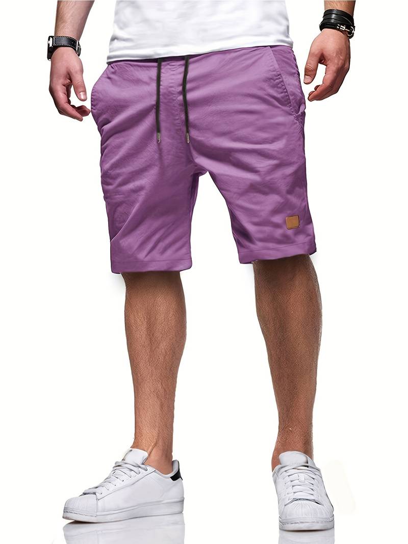 Men's gray cutoff drawstring shorts relaxed fit versatile beach casual summer wear adjustable waistband