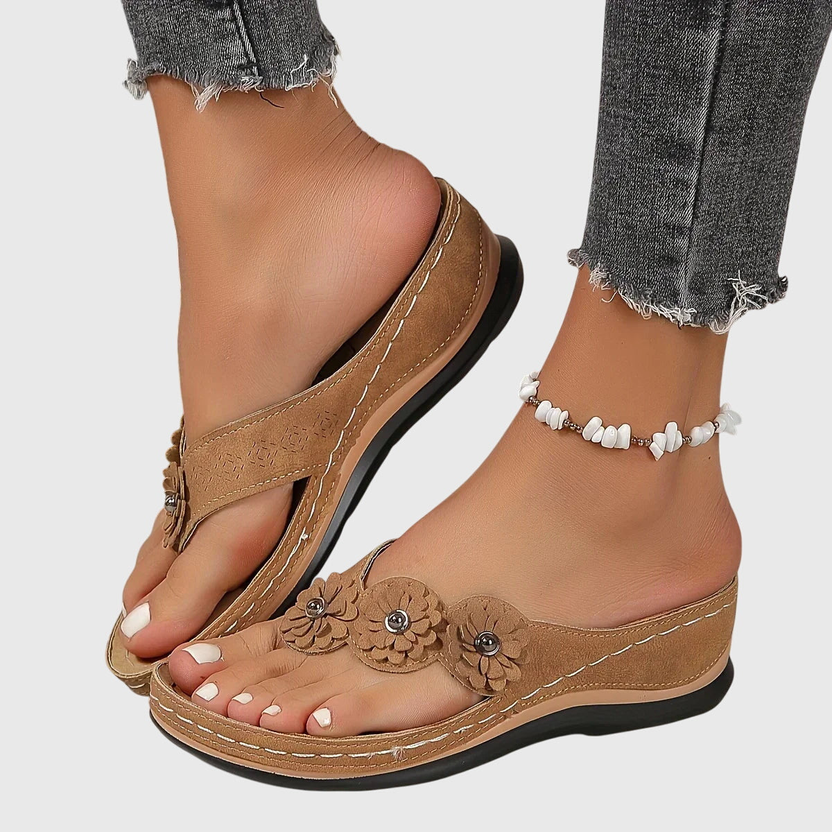 Women's casual floral sandals thick sole everyday comfort stylish versatile open-toe design