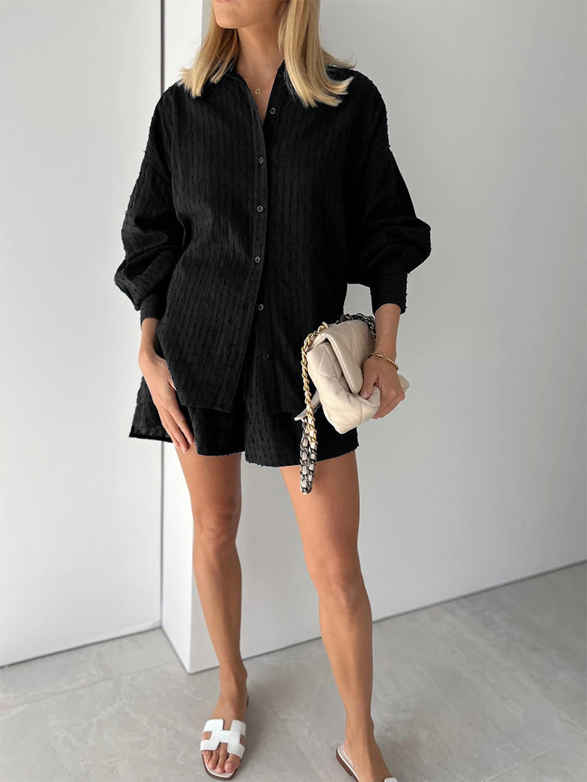 Women's cotton two-piece summer set, lightweight oversized fit in neutral tones for effortless travel style