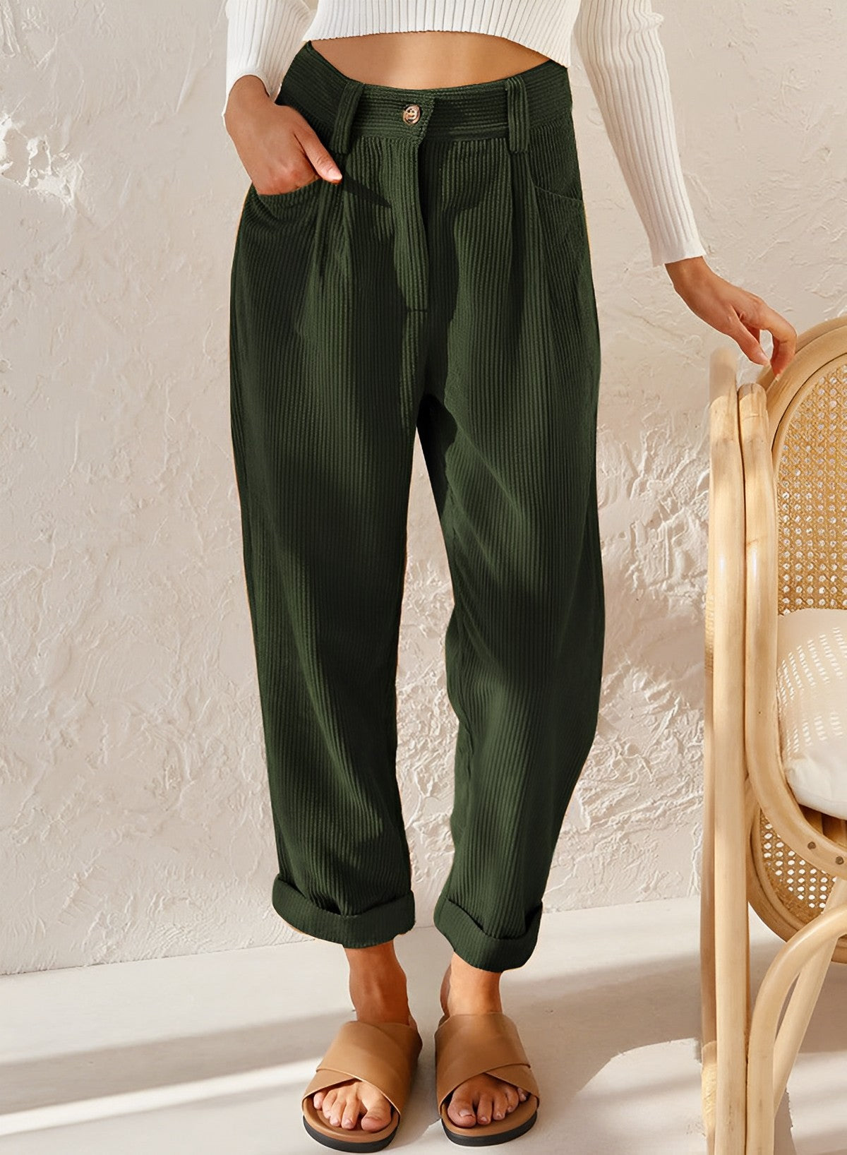 Women's striped all-season pants polished everyday fit with timeless vertical stripe detail